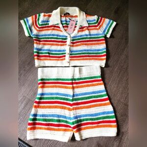 NEW with tag Micas Brand very cute and beauriful crochet set. Top and shorts.